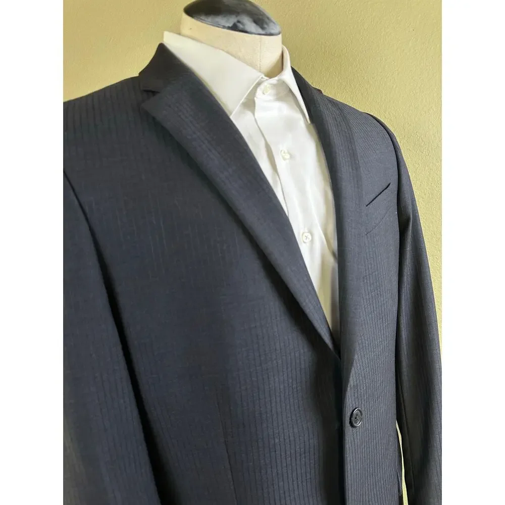 Calvin Klein 44L Men Blazer Dark Grey Sport Coat 2 Button 1 Vent pin stripe - Picture 1 of 14